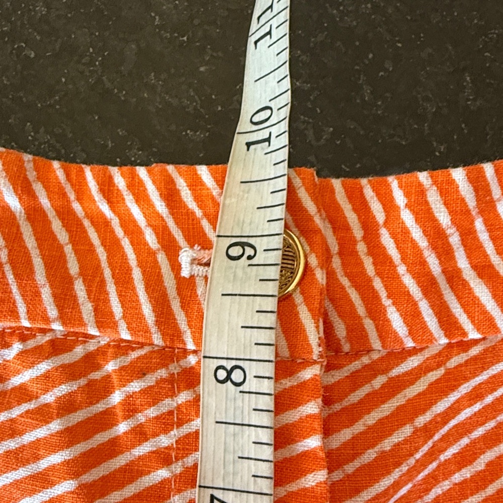Michael Michael Kors Orange /White Print Linen Shorts Size 10 - Picture 8 of 12